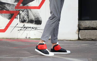 Sneaker Baron Papillon Mid Scratch black/red - vue latérale