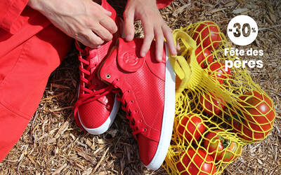 Sneaker Baron Papillon Mid perforée rouge Fabriquée en France