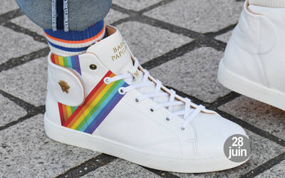 Sneaker Baron Papillon Mid blanche Rainbow