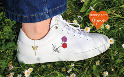 Sneaker Baron Papillon Basse blanche Fête des mères 2 fleurs