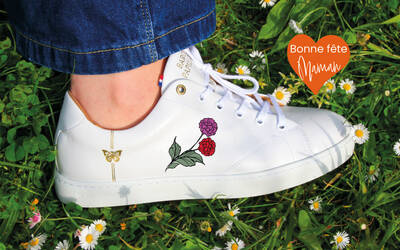 Sneaker Baron Papillon Basse blanche Fête des mères 2 fleurs