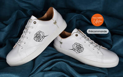 Sneaker Baron Papillon Basse blanche rose noire