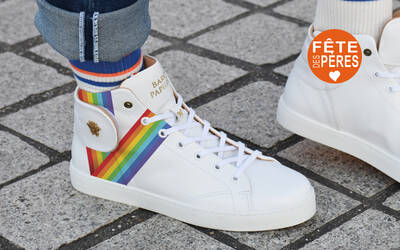 Sneaker Baron Papillon Mid blanche Rainbow