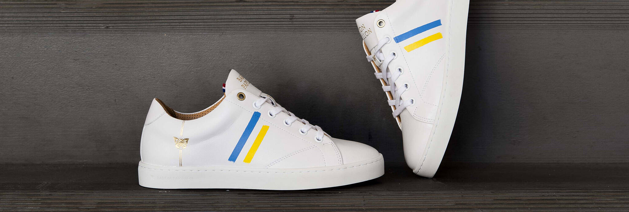 sneakers papillon La Basse Bleu/Jaune