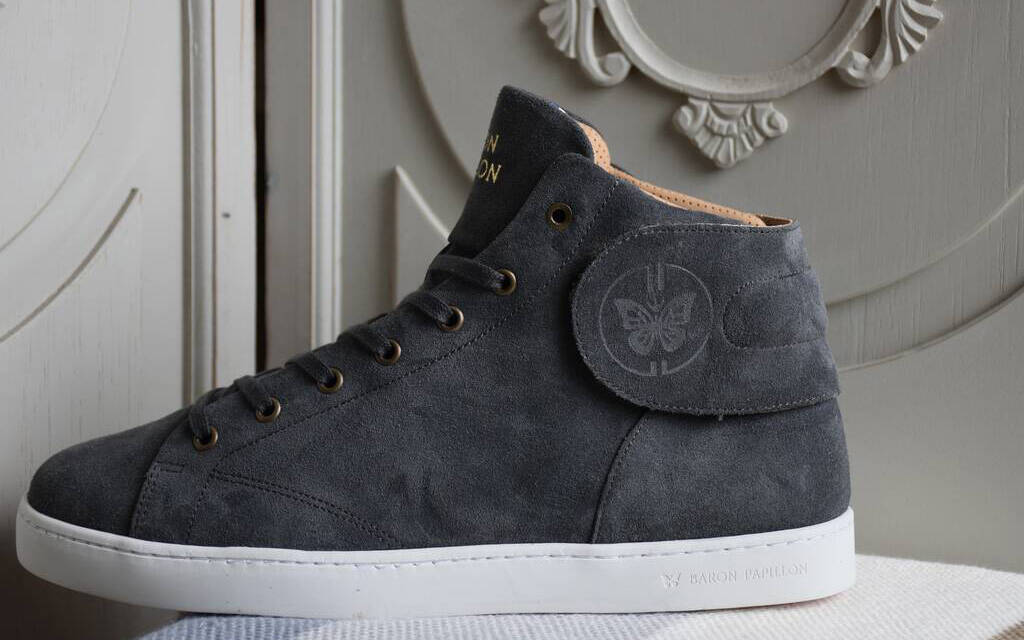 Gray velvet shoes store