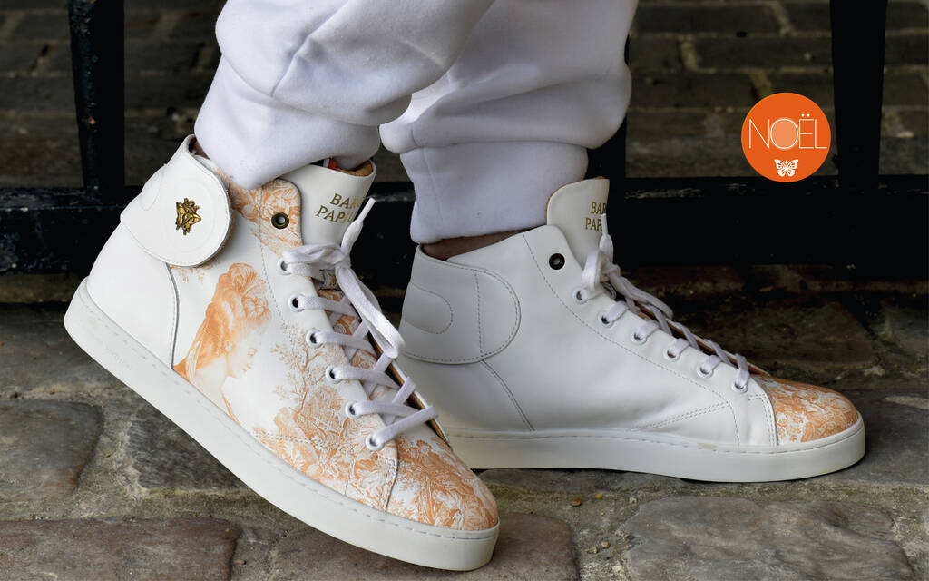 Chaussure Sneaker Barons Papillom Mid Marie Antoinette Ocre or Baron Papillon Sneakers Made in France Paris