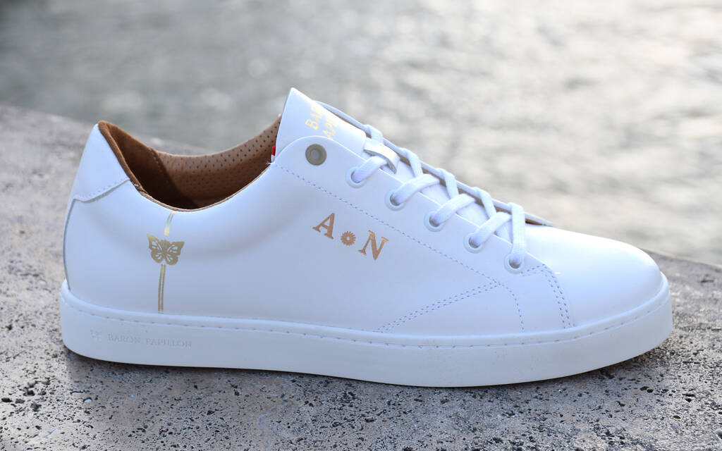 
      Sneaker Baron Papillon Basse blanche initiales
  