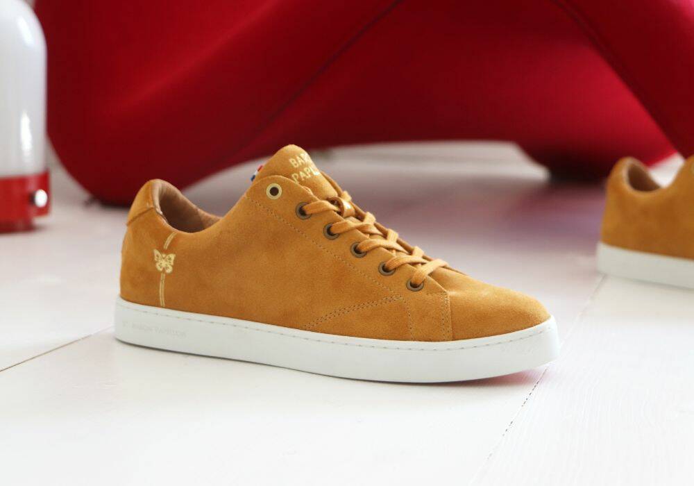 Sneaker Barons Papillom Basse velours curry